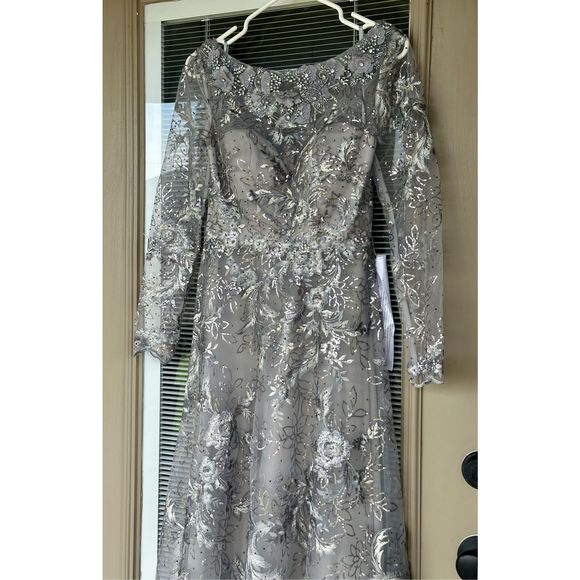 Mac Duggal | Dresses | Mac Duggal Nwt Boat Neck Long Sheer Sleeve ...